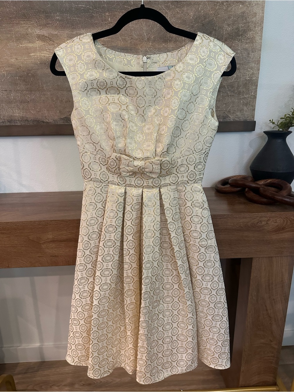 Geode by Anthropologie Cream Fit-and-Flare Dress